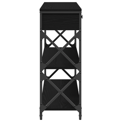 Console Table with Drawer with Shelf Black oak 100 x 28 x 75 cm