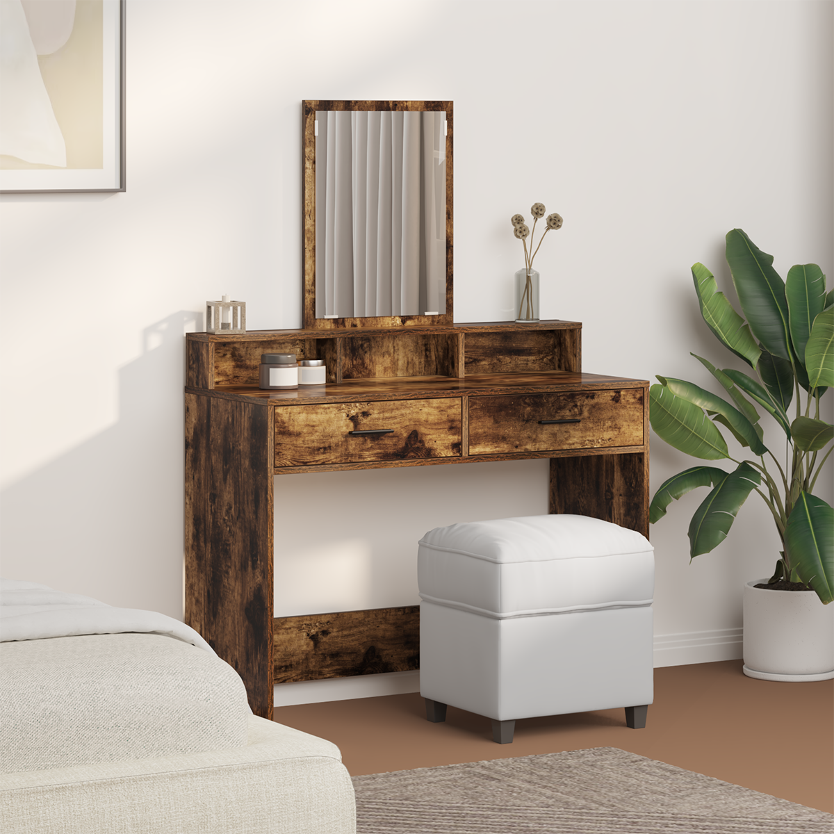 Dressing Table Smoked Oak 100 x 41 x 140 cm Engineered Wood