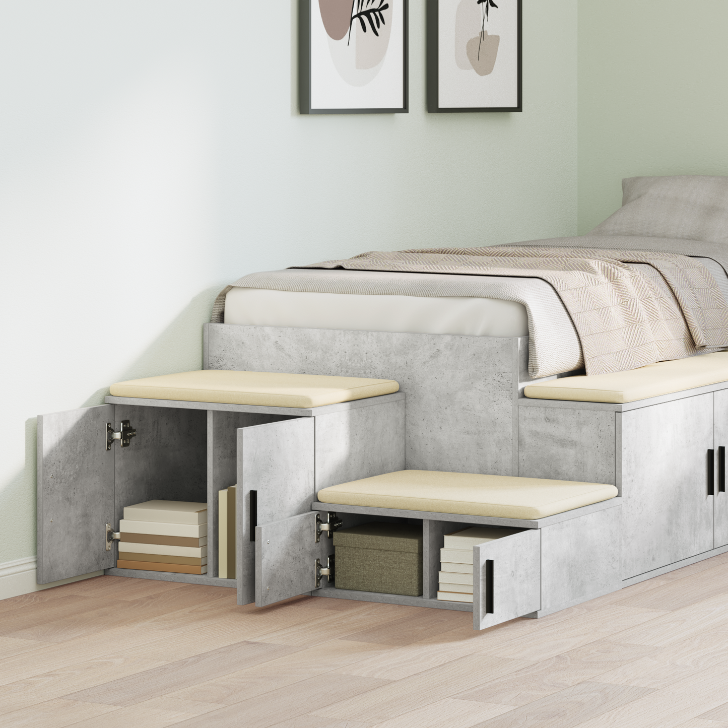 Storage Cabinet 2 pcs Concrete Grey 127 x 41 x 40 cm