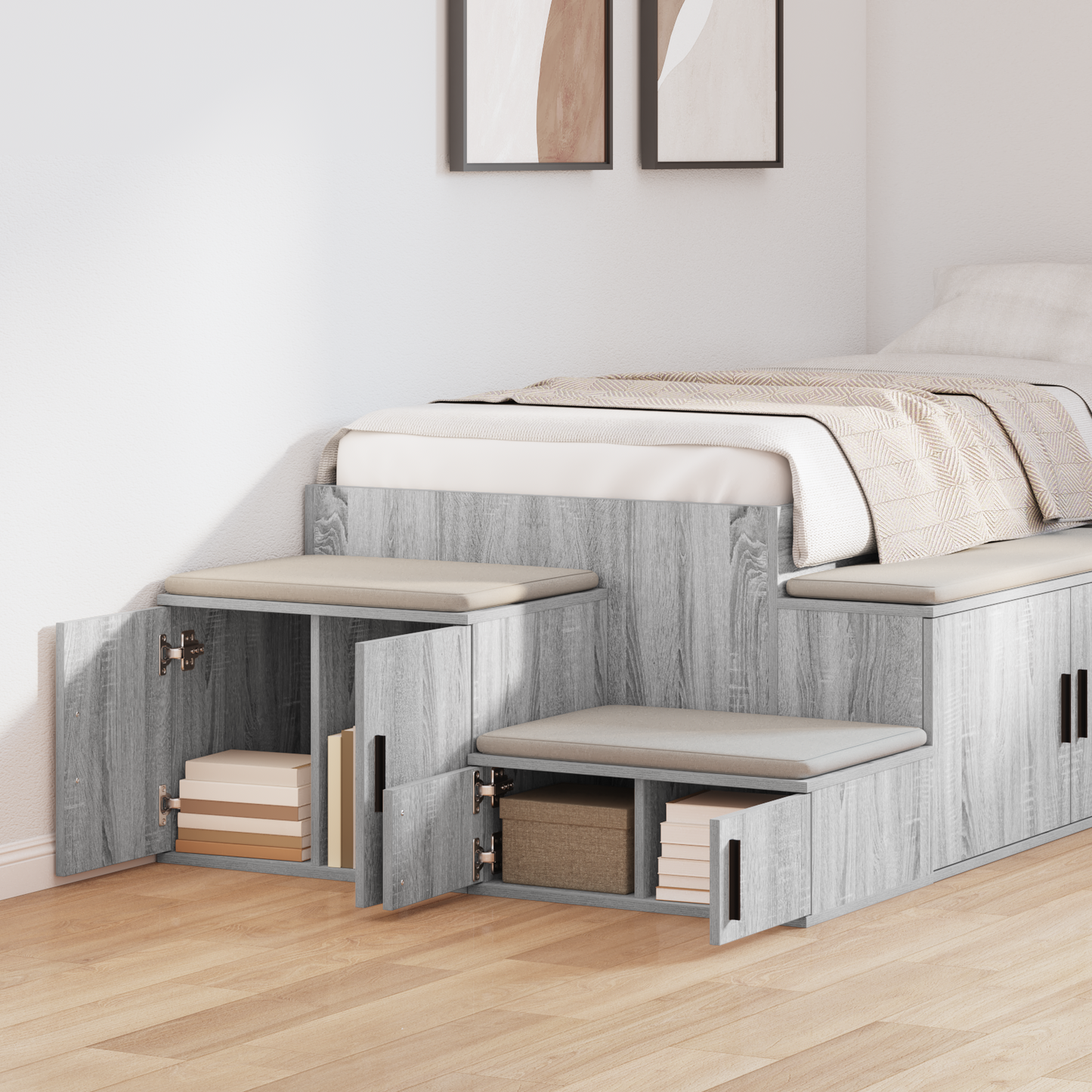 Storage Cabinet 2 pcs Grey Sonoma 127 x 41 x 40 cm