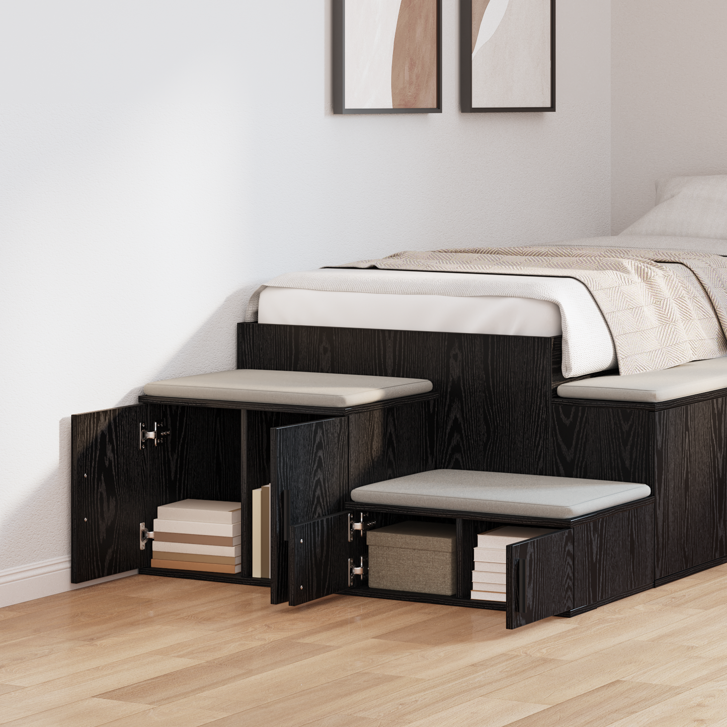 Storage Cabinet 2 pcs Black Oak 103 x 41 x 40 cm