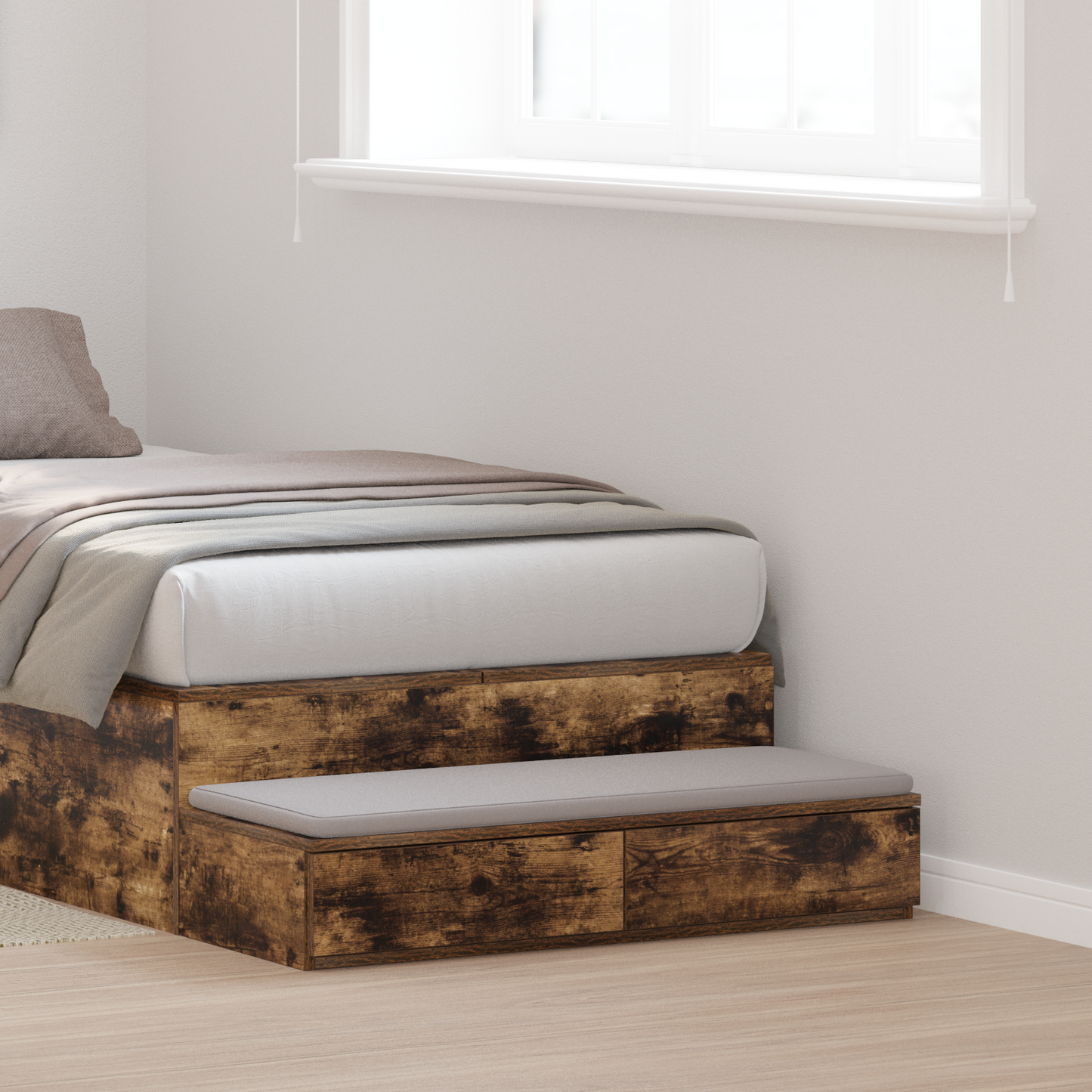 Bed Drawers Smoked Oak 100 x 36.5 x 16.5 cm Engineered Wood