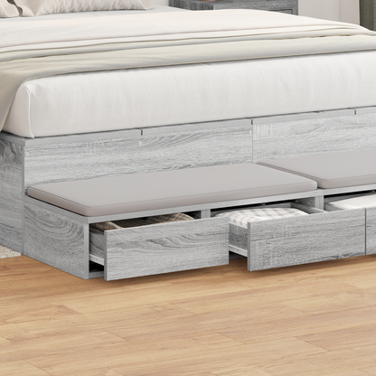 Bed Drawers Grey Sonoma 140 x 36.5 x 16.5 cm Engineered Wood