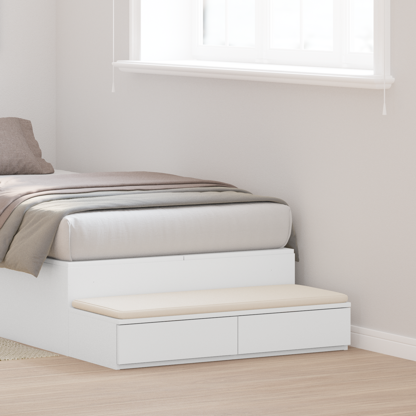 Bed Drawers White 75 x 36.5 x 16.5 cm Engineered Wood
