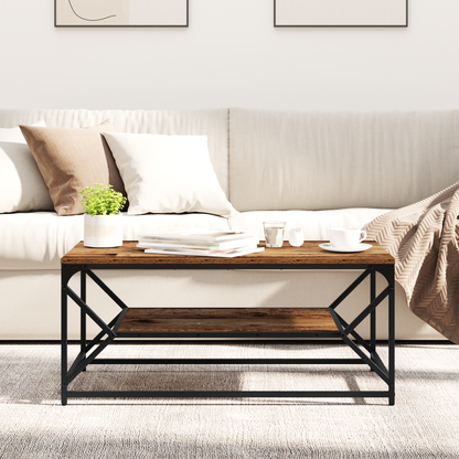 Coffee Table Old Wood 90 x 50 x 40 cm Engineered Wood and Steel