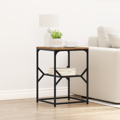 Side Table Old Wood 41 x 40 x 60 cm Engineered Wood and Steel