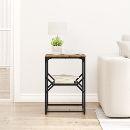 Side Table Old Wood 41 x 40 x 60 cm Engineered Wood and Steel