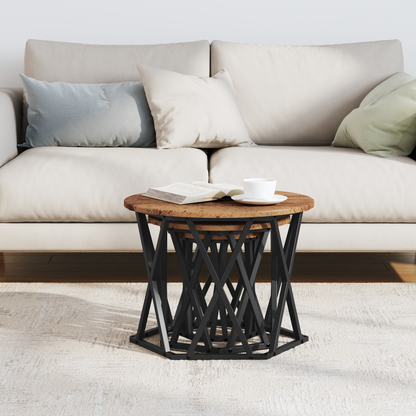 Nesting Side Table 3 pcs Old Wood Engineered Wood and Steel