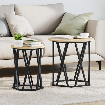 Coffee Table 2 pcs Sonoma Oak Engineered Wood and Steel