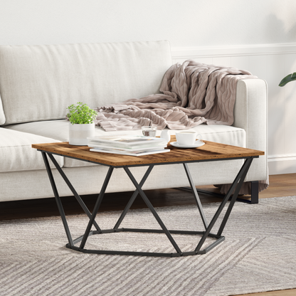 Coffee Table Old Wood 80 x 80 x 45 cm Engineered Wood and Steel