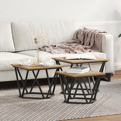 Coffee Table 3 pcs Artisan Oak Engineered Wood and Steel