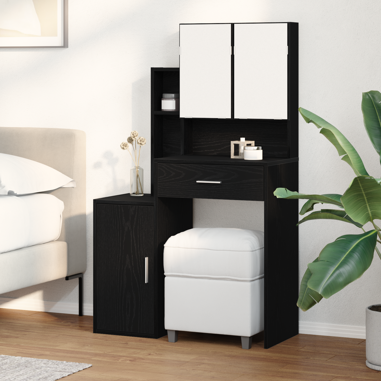 Dressing Table Black Oak 80 x 35 x 132 cm Engineered Wood