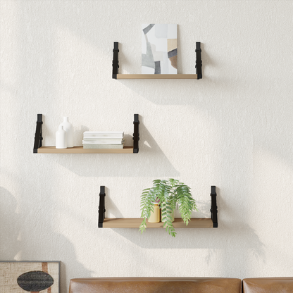 Wall Shelf Wall-mounted with Storage 3 pcs Smoke Oak