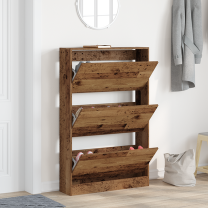 Shoe Cabinet Old Wood 80 x 21 x 125.5 cm Engineered Wood