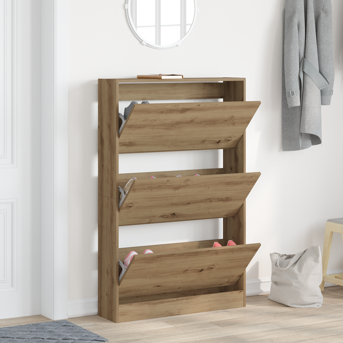 Shoe Cabinet Artisan Oak 80 x 21 x 125.5 cm Engineered Wood