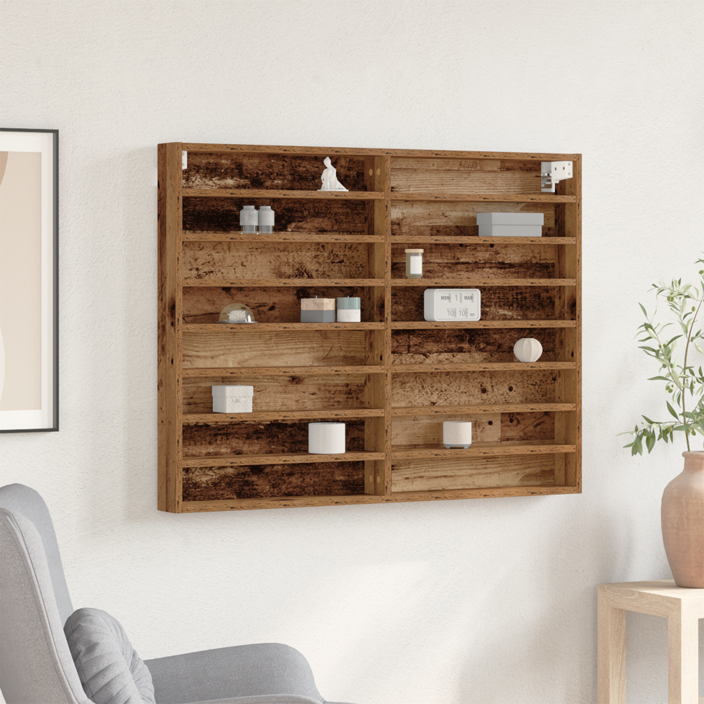 Display Cabinet Old Wood 100 x 8.5 x 75 cm Engineered Wood