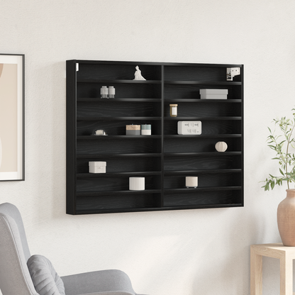 Display Cabinet Black Oak 100 x 8.5 x 75 cm Engineered Wood