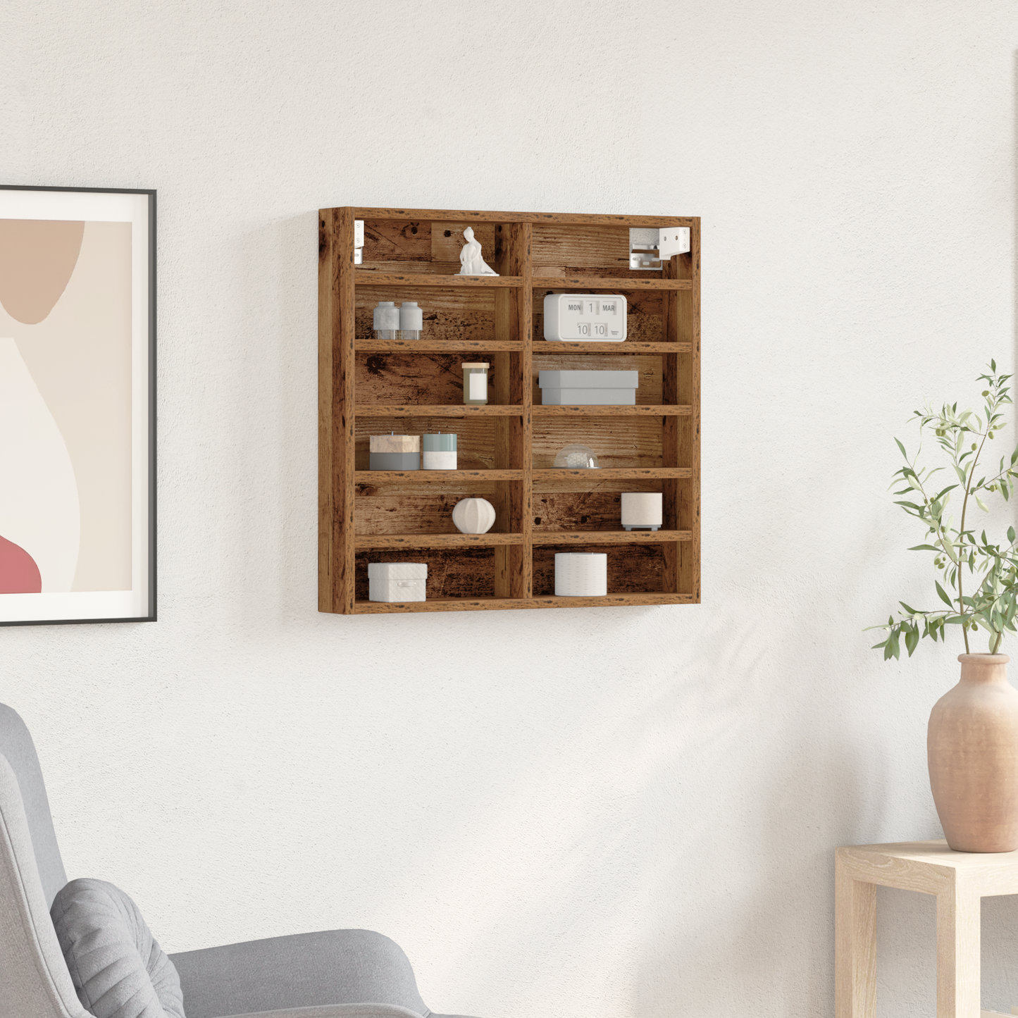 Display Cabinet Old Wood 60 x 8.5 x 58 cm Engineered Wood