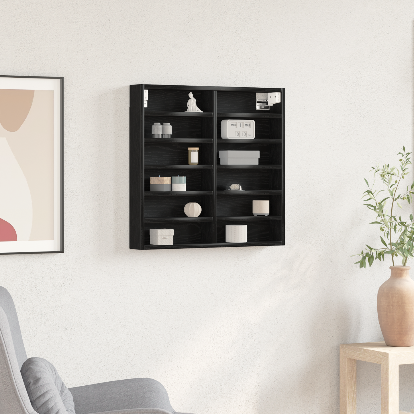 Display Cabinet Black Oak 60 x 8.5 x 58 cm Engineered Wood