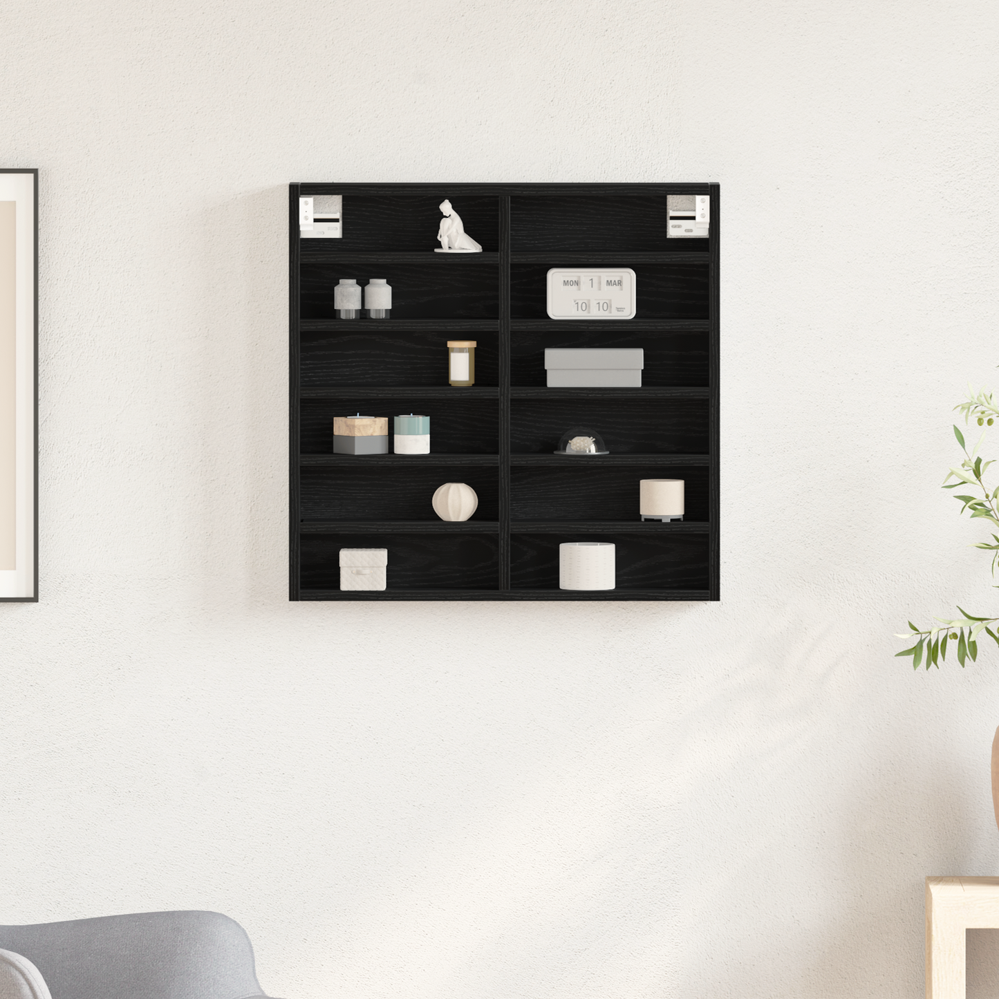 Display Cabinet Black Oak 60 x 8.5 x 58 cm Engineered Wood