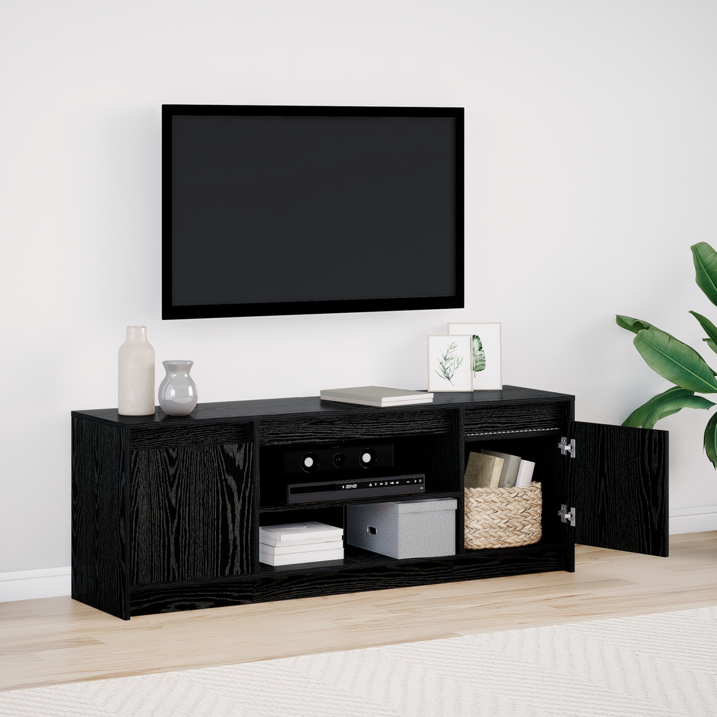 TV Units Black 139.5 x 34 x 50 cm Engineered wood