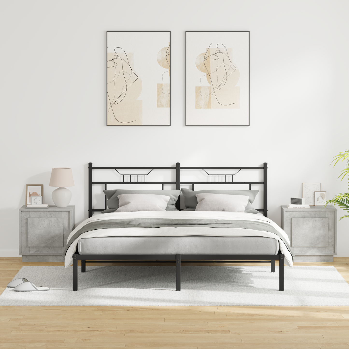 Bedside Cabinet 2 pcs Concrete Grey 44 x 34.5 x 45 cm