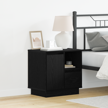 Bedside Cabinet with Drawer 2 pcs Black Oak 50 x 34.5 x 50 cm