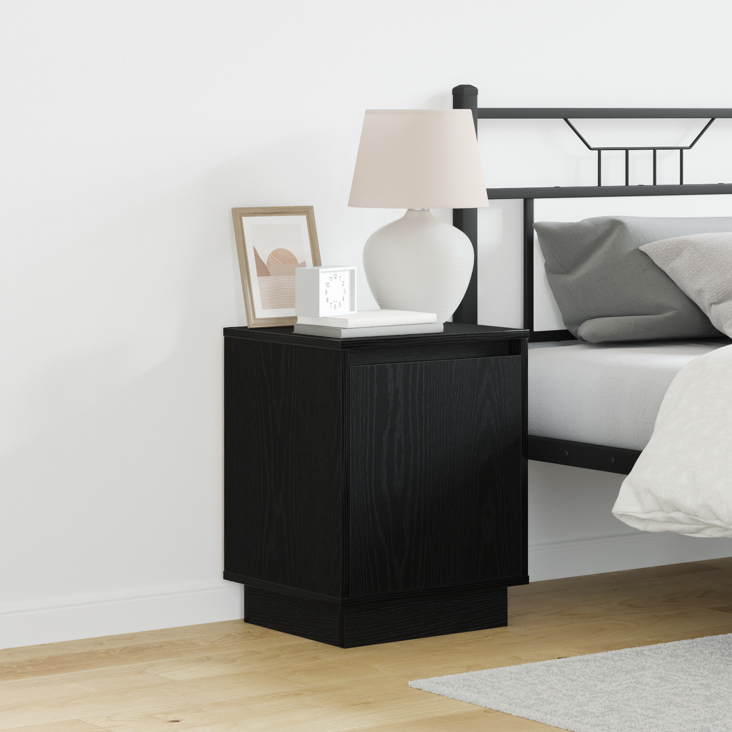 Bedside Cabinet Black Oak 39 x 34.5 x 50 cm Engineered wood