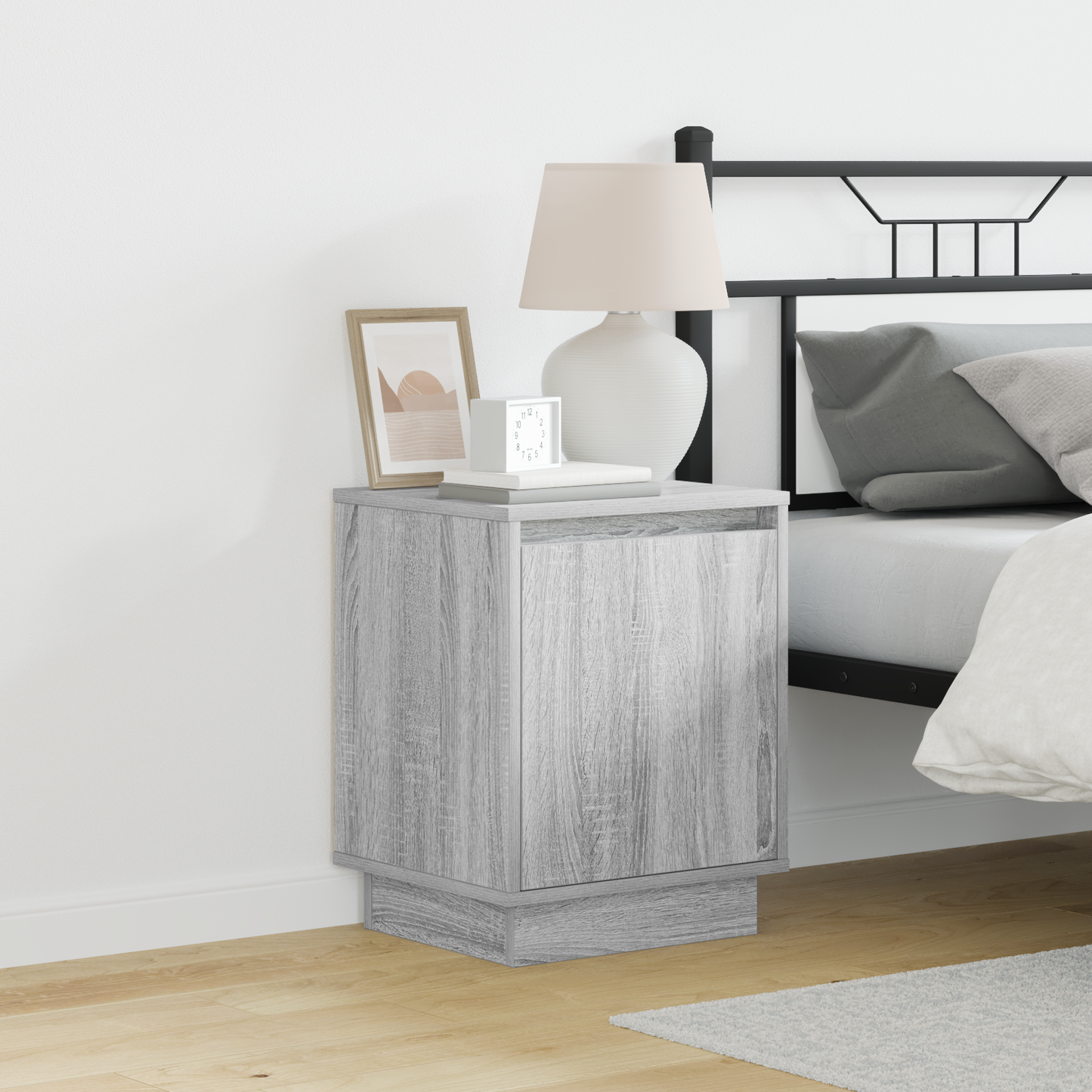 Bedside Cabinet 2 pcs Grey 39 x 34.5 x 50 cm Engineered wood