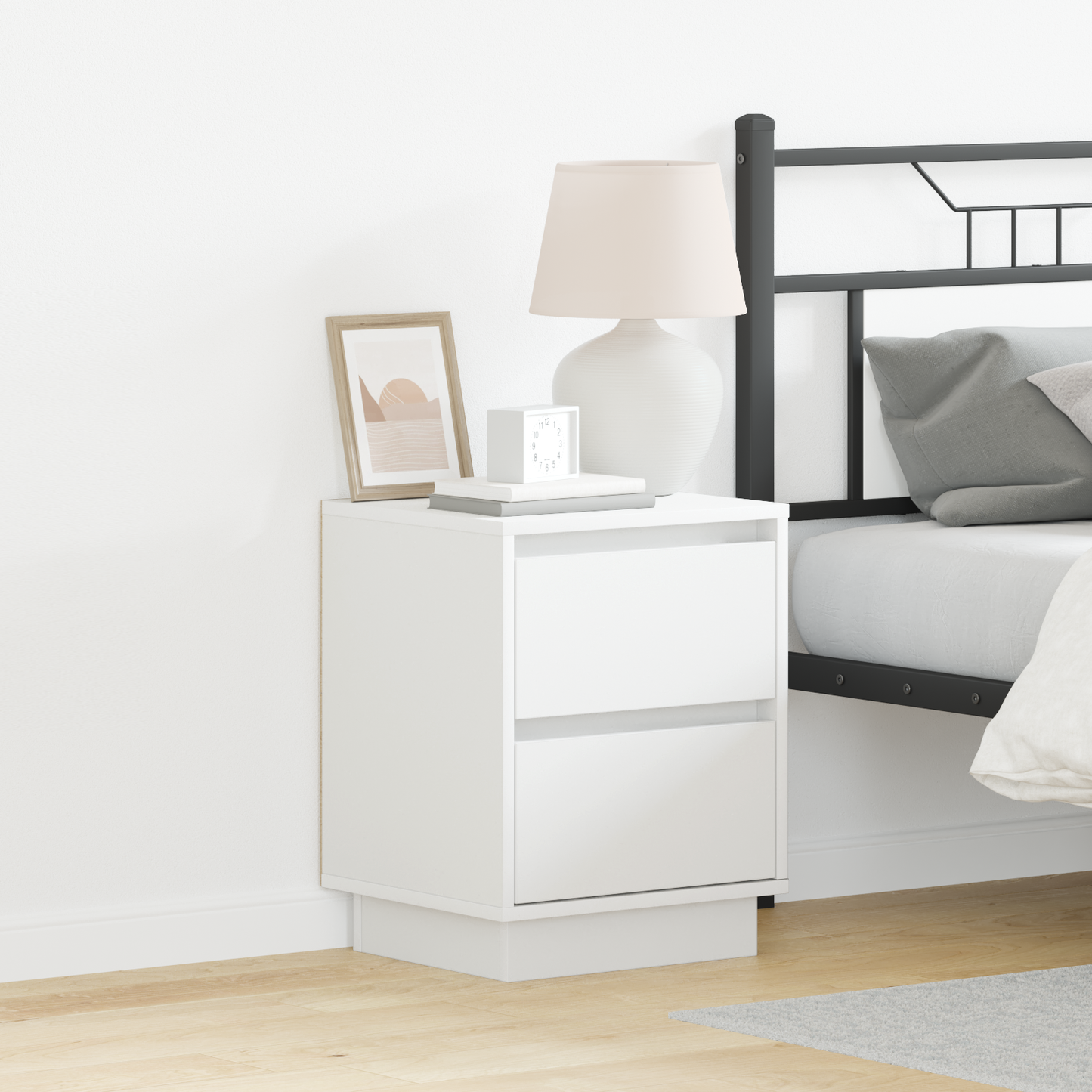 Bedside Cabinet White 39 x 34.5 x 50 cm Engineered wood