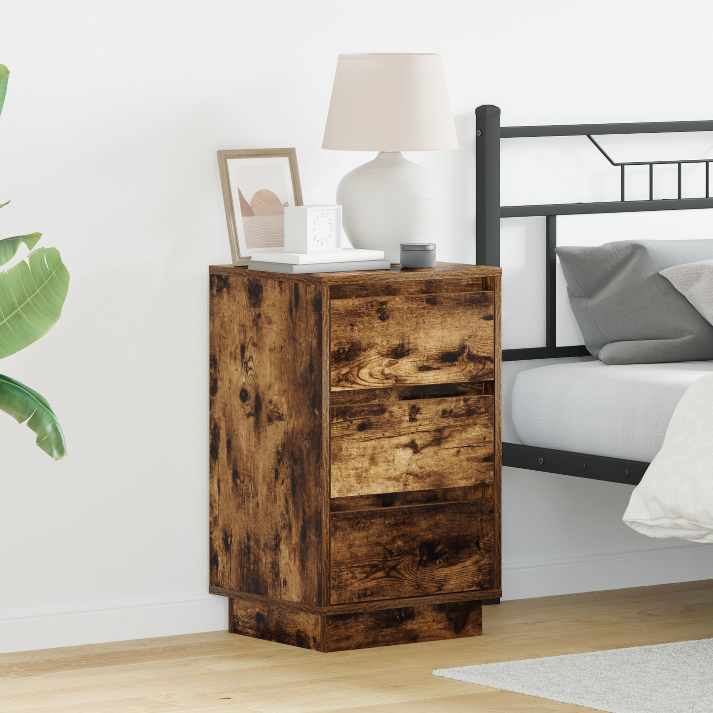 Bedside Cabinet Smoked Oak 39 x 34.5 x 65 cm Engineered wood