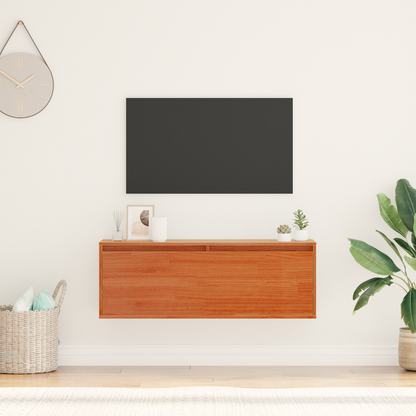 Wall Cabinet Wax Brown 100 x 30 x 35 cm Solid Pine Wood