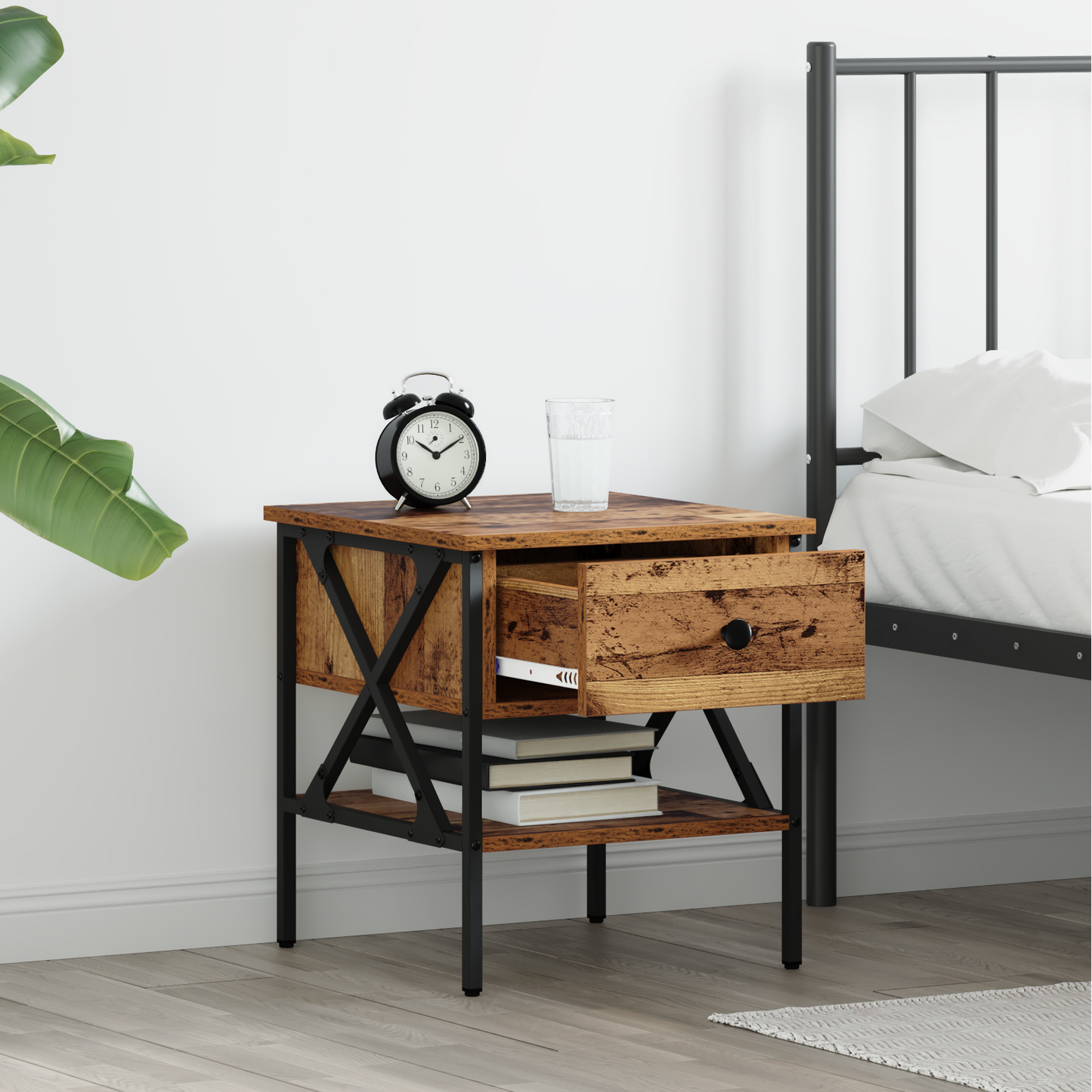Bedside Cabinet with Drawer 2 pcs Old wood 40 x 42 x 45 cm