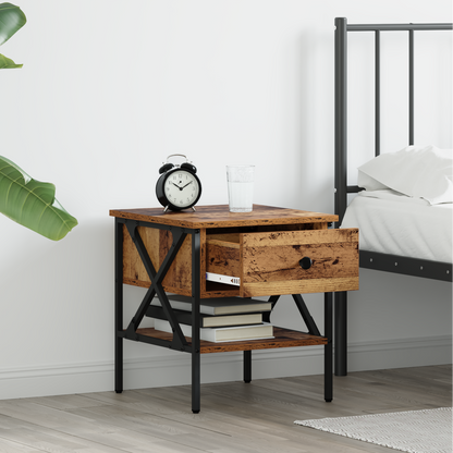 Bedside Cabinet with Drawer 2 pcs Old wood 40 x 42 x 45 cm