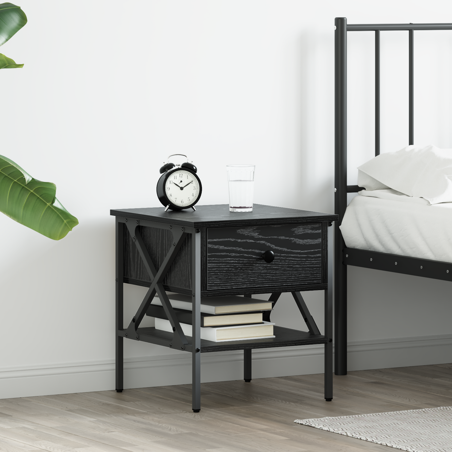 Bedside Cabinet with Drawer Black oak 40 x 42 x 45 cm