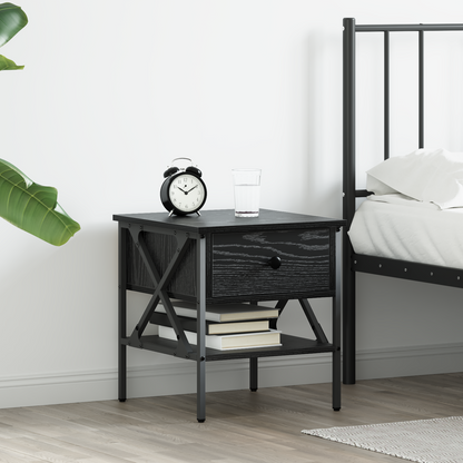 Bedside Cabinet with Drawer Black oak 40 x 42 x 45 cm
