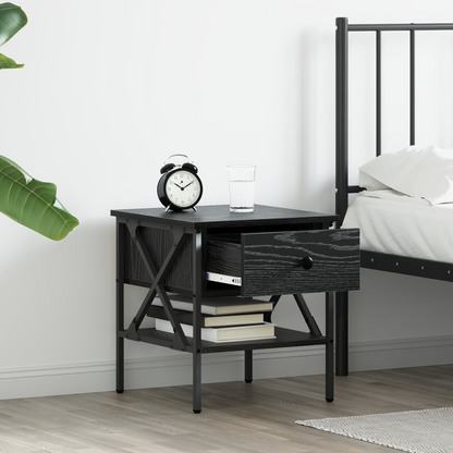 Bedside Cabinet with Drawer Black oak 40 x 42 x 45 cm