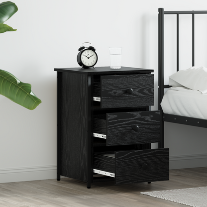 Bedside Cabinet Black Oak 40 x 36 x 60 cm Solid Reclaim Wood