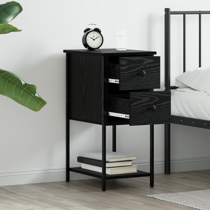 Bedside Cabinet 2 pcs Black oak 32 x 42 x 70 cm Engineered wood