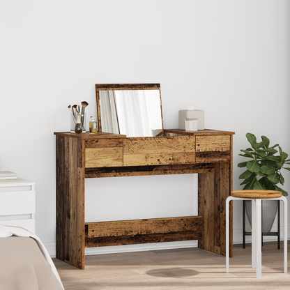Cosmetic Table with Drawer with Mirror Old Wood 100 x 45 x76 cm