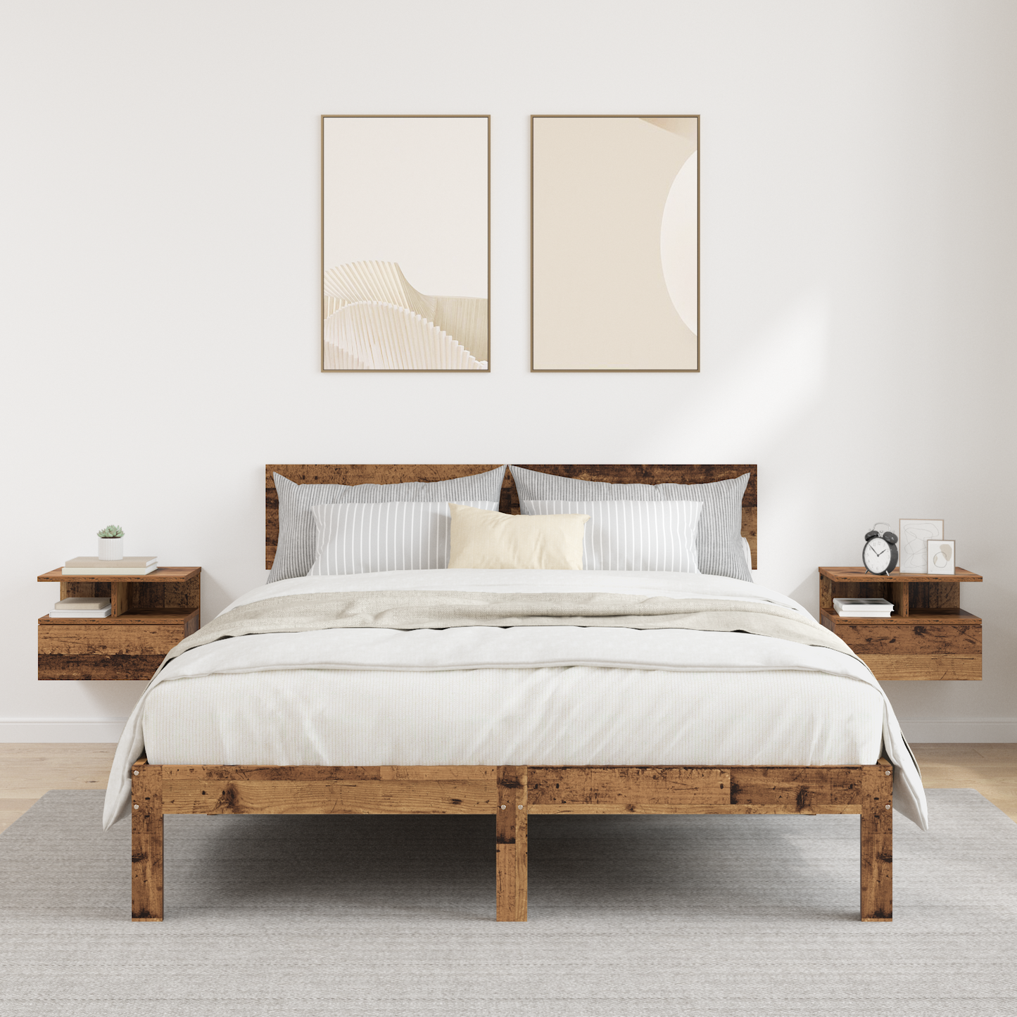 Floating Nightstand with Drawer 2 pcs Old Wood 40 x 31 x 28 cm
