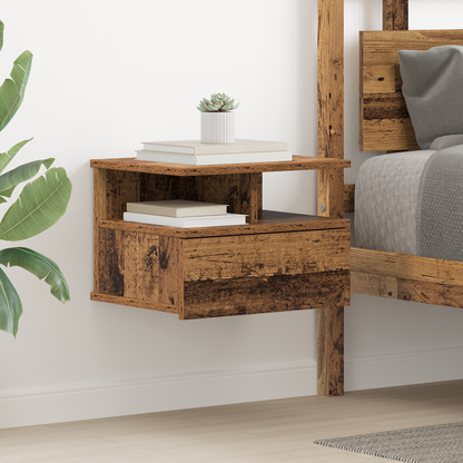 Floating Nightstand with Drawer 2 pcs Old Wood 40 x 31 x 28 cm