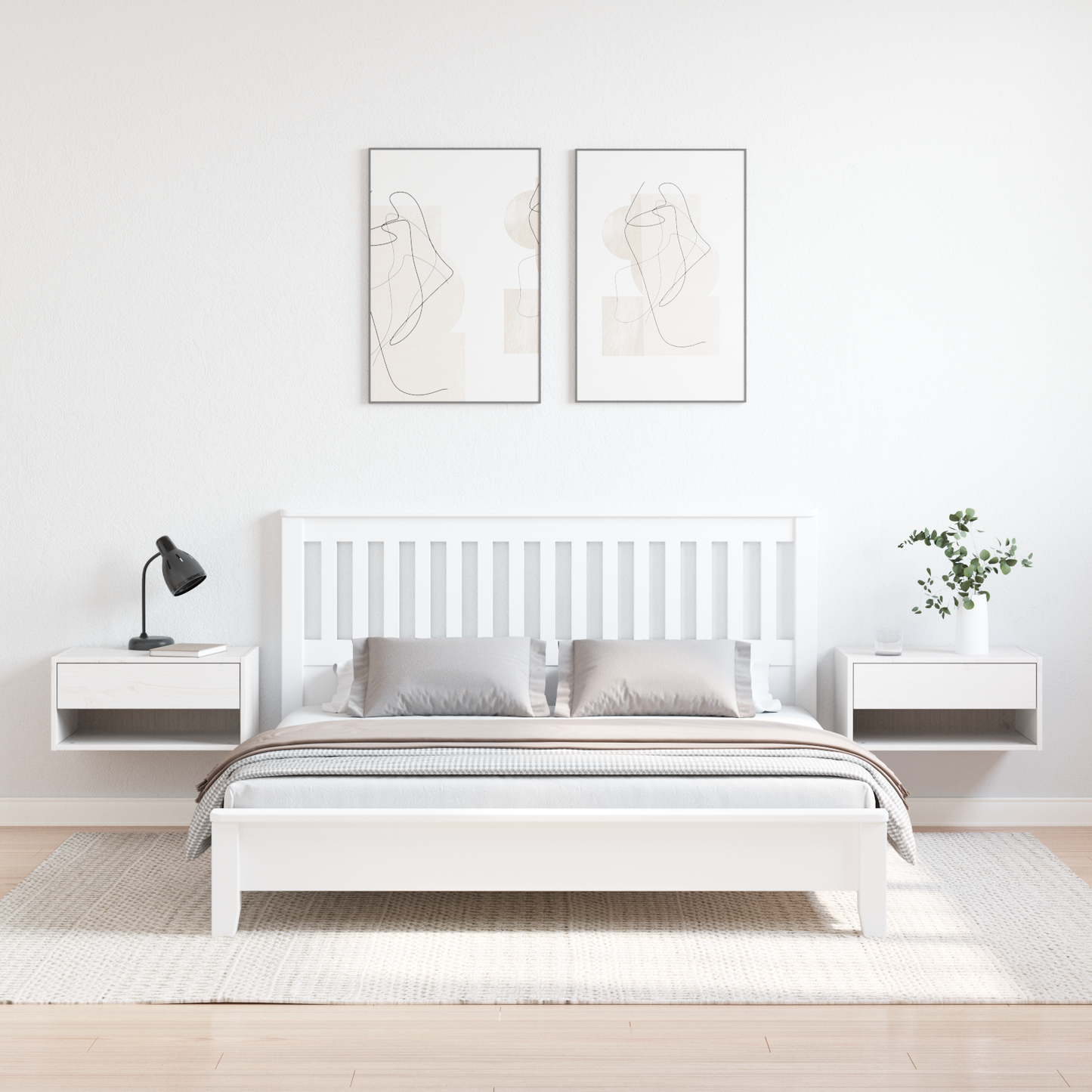 Bedside Table 2 pcs White 50 x 32.5 x 24 cm Solid pine wood