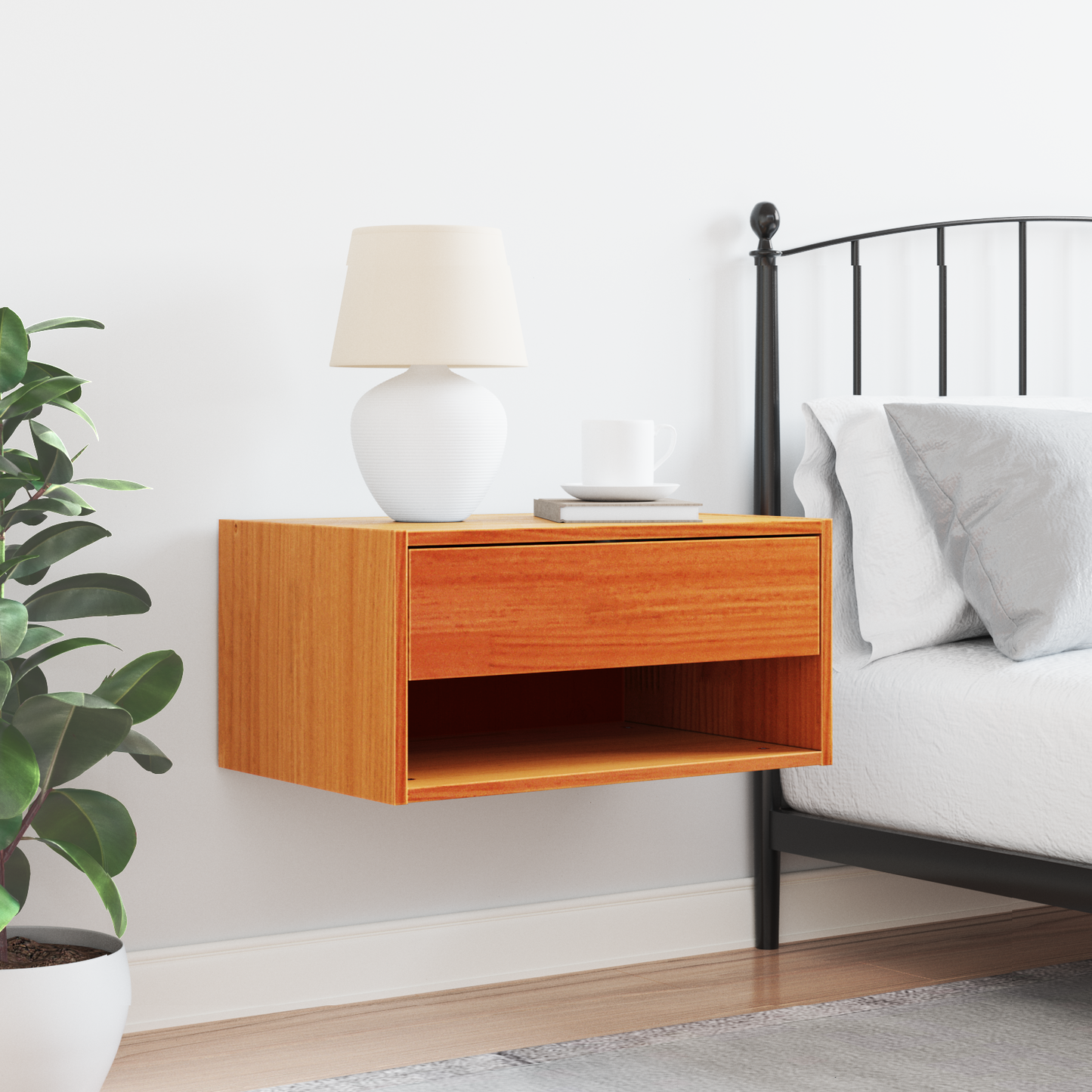 Bedside Table Wax Brown 50 x 32.5 x 24 cm Solid pine wood