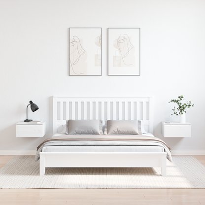 Bedside Table 2 pcs White 37 x 35 x 18.5 cm Solid pine wood