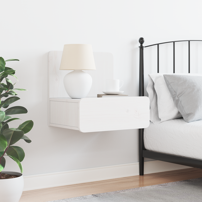 Bedside Table White 44 x 32.5 x 40 cm Solid pine wood