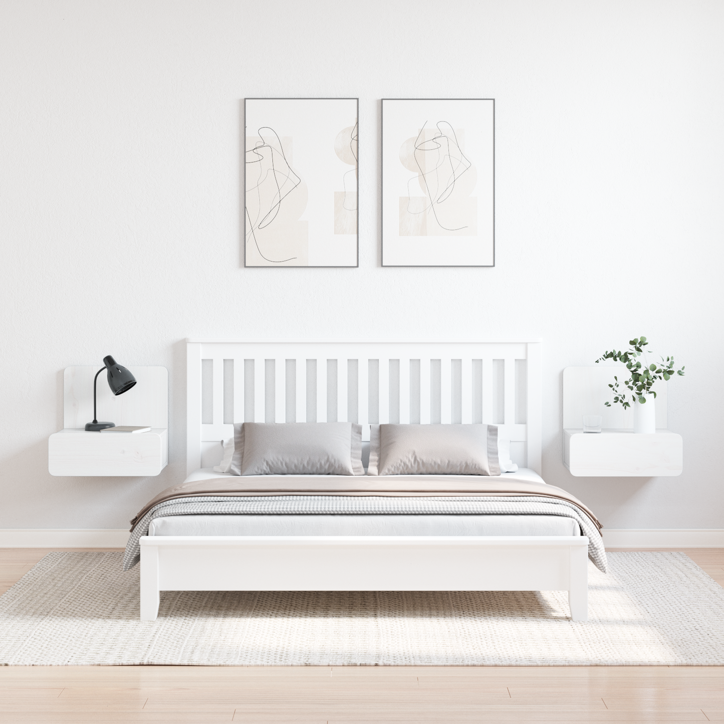 Bedside Table 2 pcs White 44 x 32.5 x 40 cm Solid pine wood