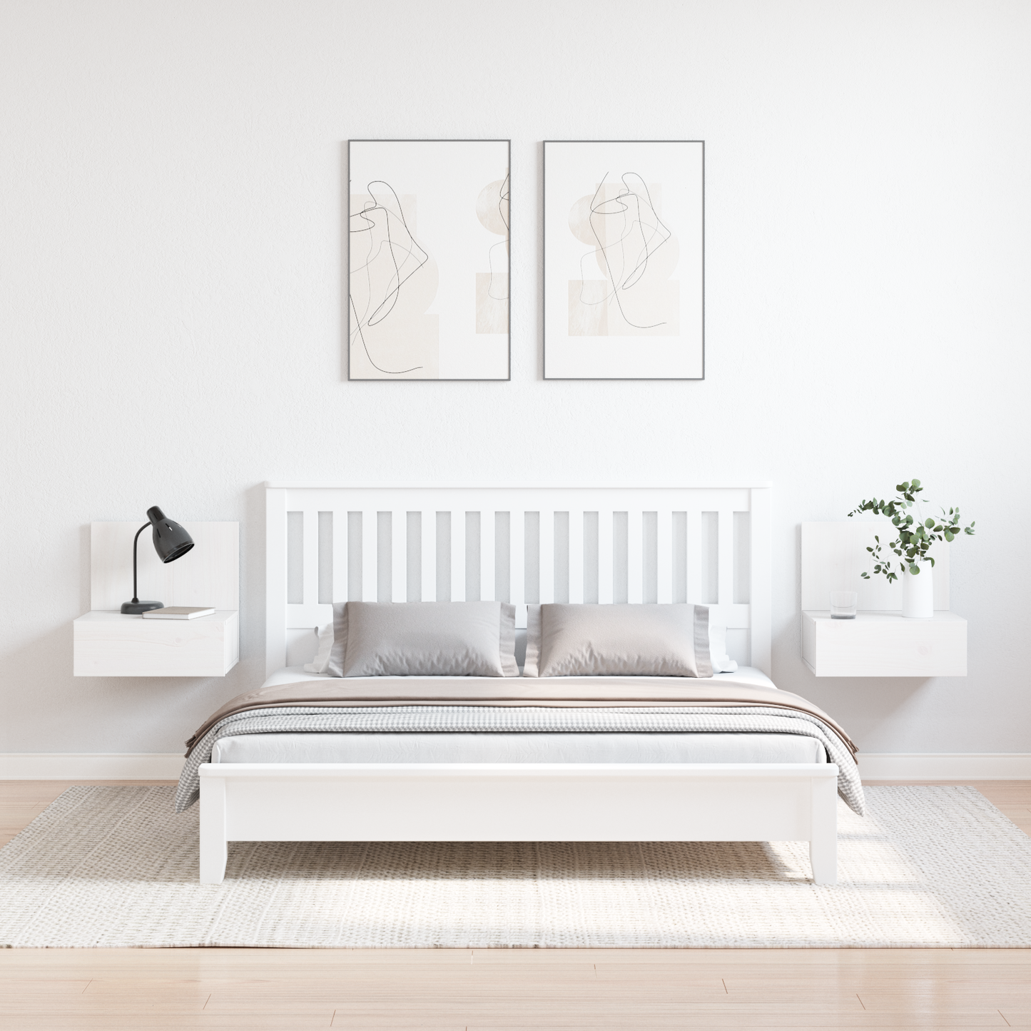 Bedside Table 2 pcs White 42 x 32.5 x 40 cm Solid pine wood