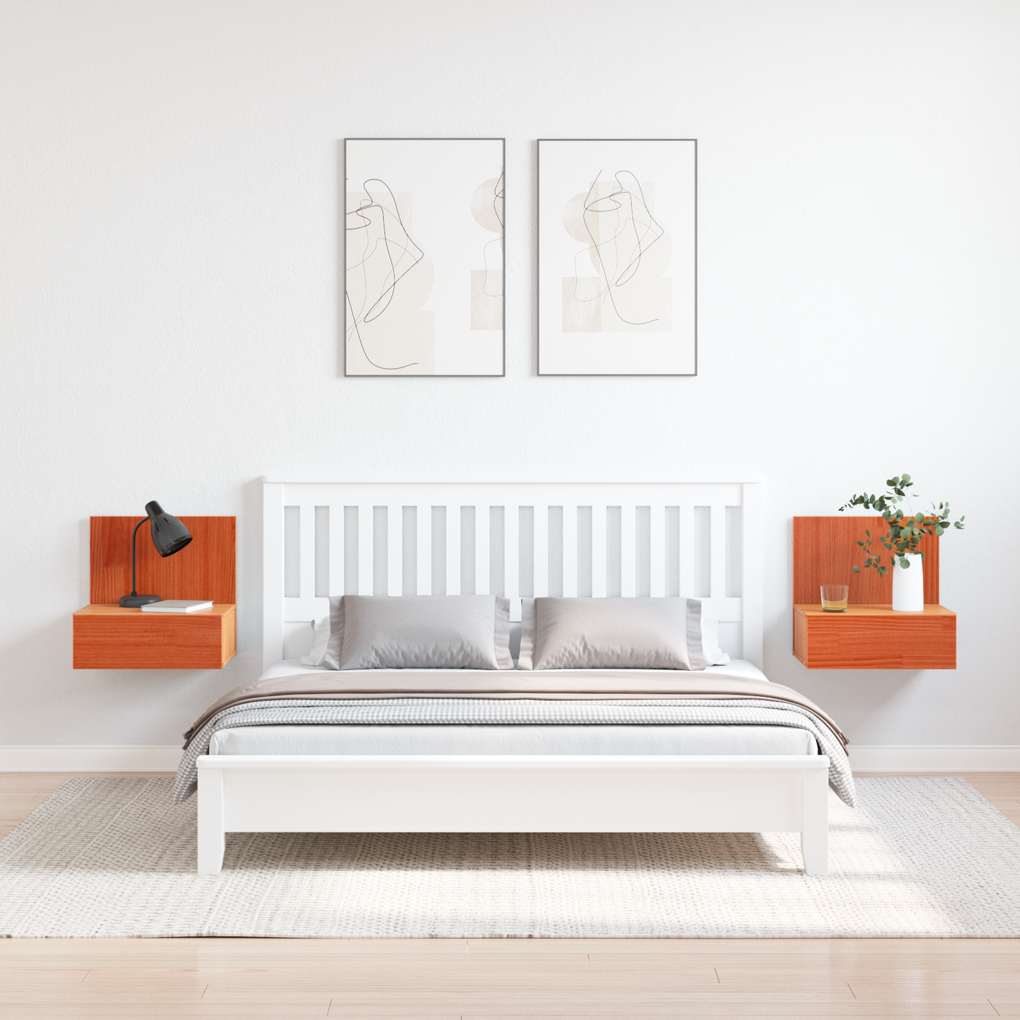 Bedside Table 2 pcs Wax Brown 42 x 32.5 x 40 cm Solid pine wood