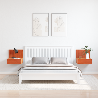 Bedside Table 2 pcs Wax Brown 42 x 32.5 x 40 cm Solid pine wood